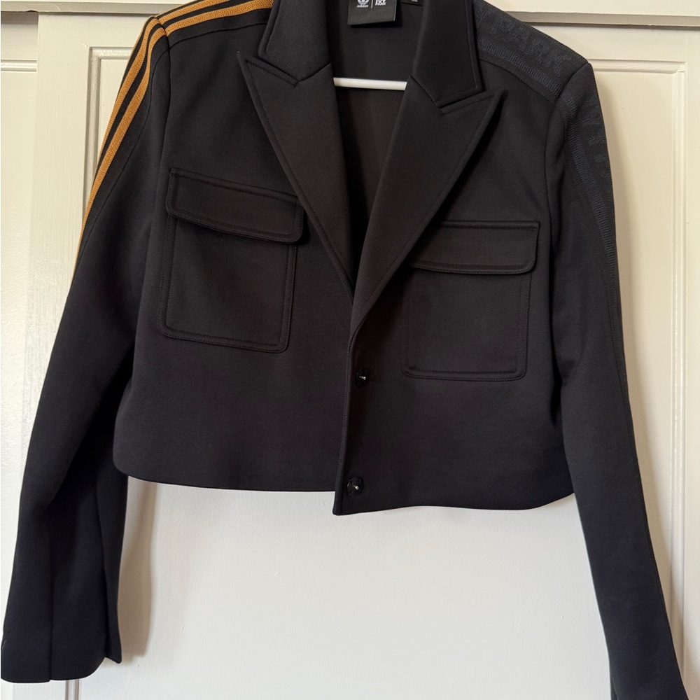 Adidas IVY PARK Black and Gold Cropped Blazer